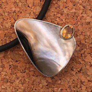 NWT Bezel-Set Mother-of-Pearl & Citrine Pendant